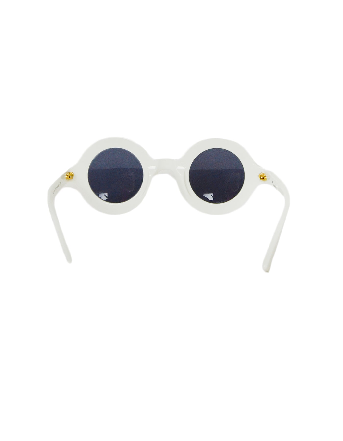 Chanel Vintage '90s White Round Frame Sunglasses w/ Chanel Paris