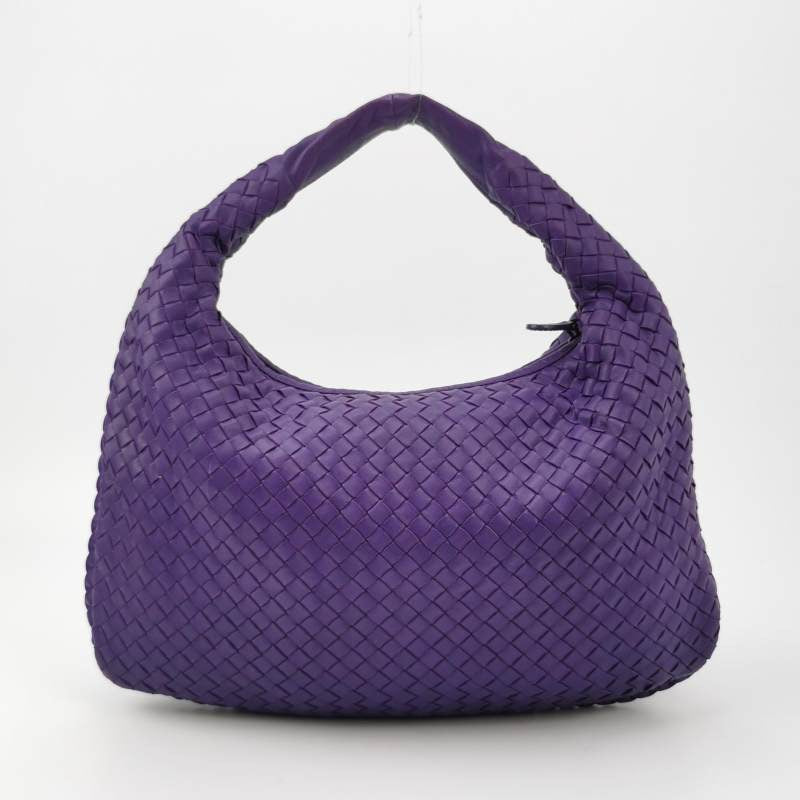 Bottega Veneta Veneta Hobo Medium Purple Intrecciato Leather Bag
