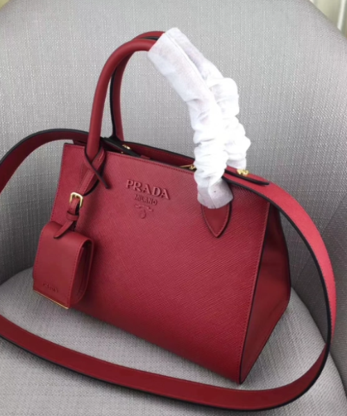 Prada Monochrome Saffiano Leather Bag Red