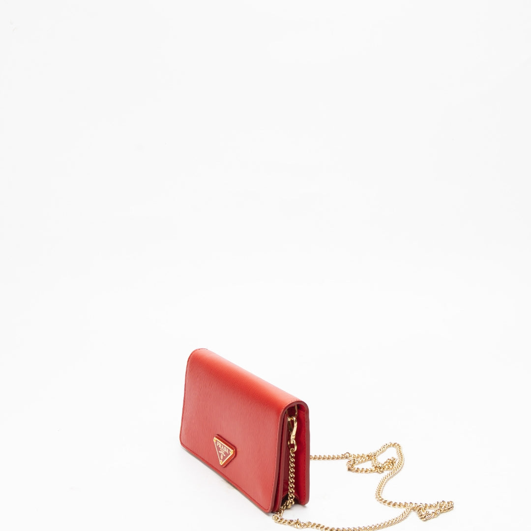 Prada Red Vitello Move Wallet on Chain