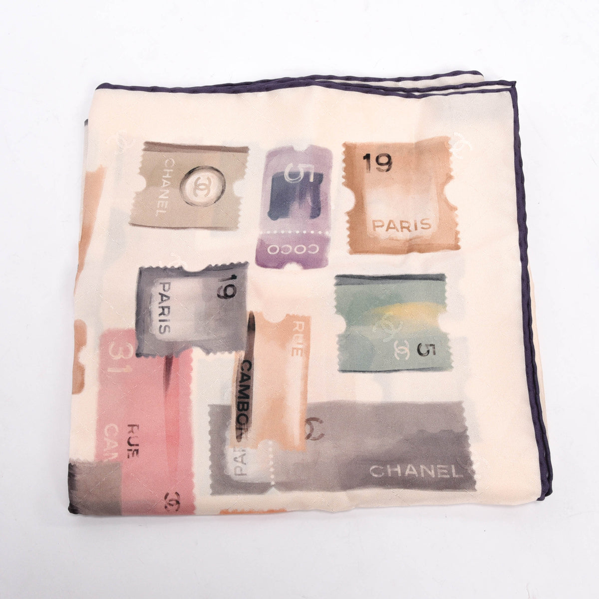 Chanel Pastel Silk CC Ticket Scarf