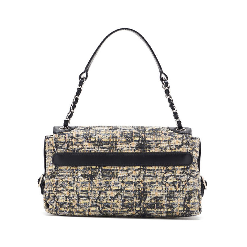 Chanel Camelia Turnrock Chain Shooter Tweed Black Multicolor (Silver G ) Shooter Bag Shooter Bag Lady Hybrid 【 Ship】【SS】 escence Online