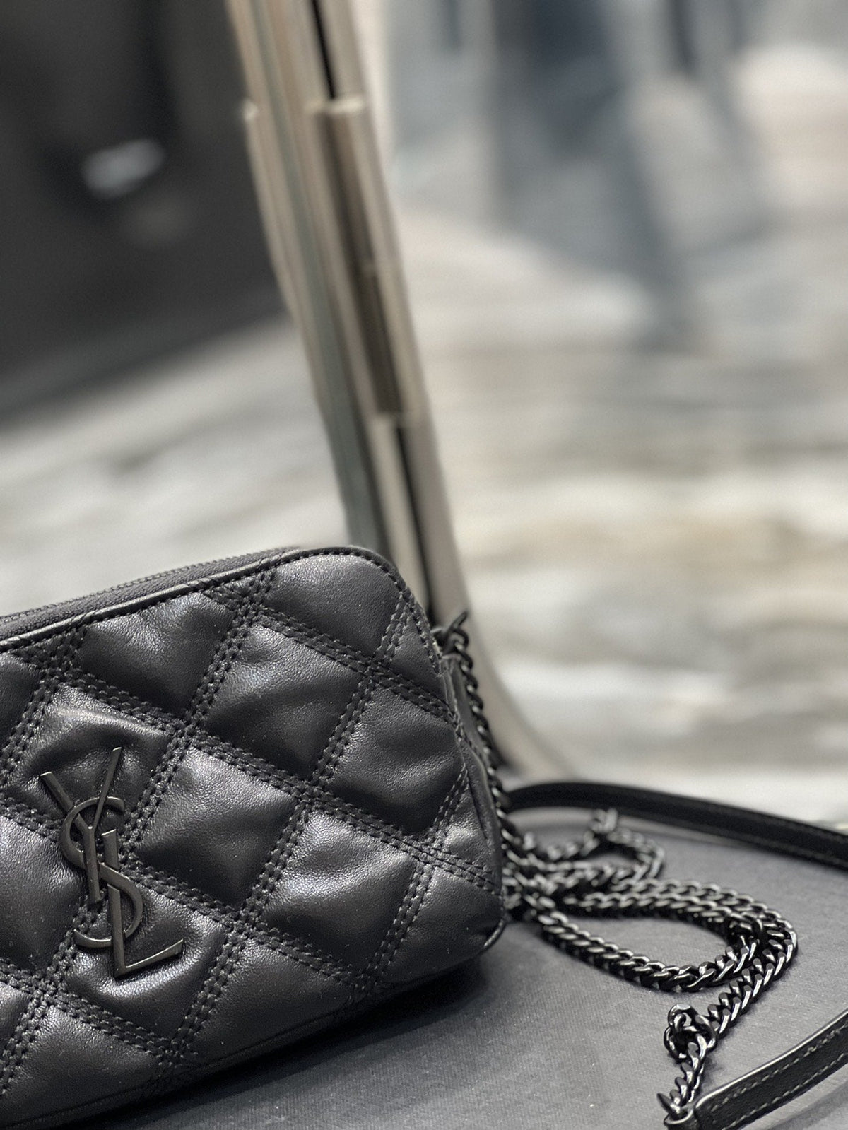 Yves Saint Laurent Becky Double-Zip Pouch Black