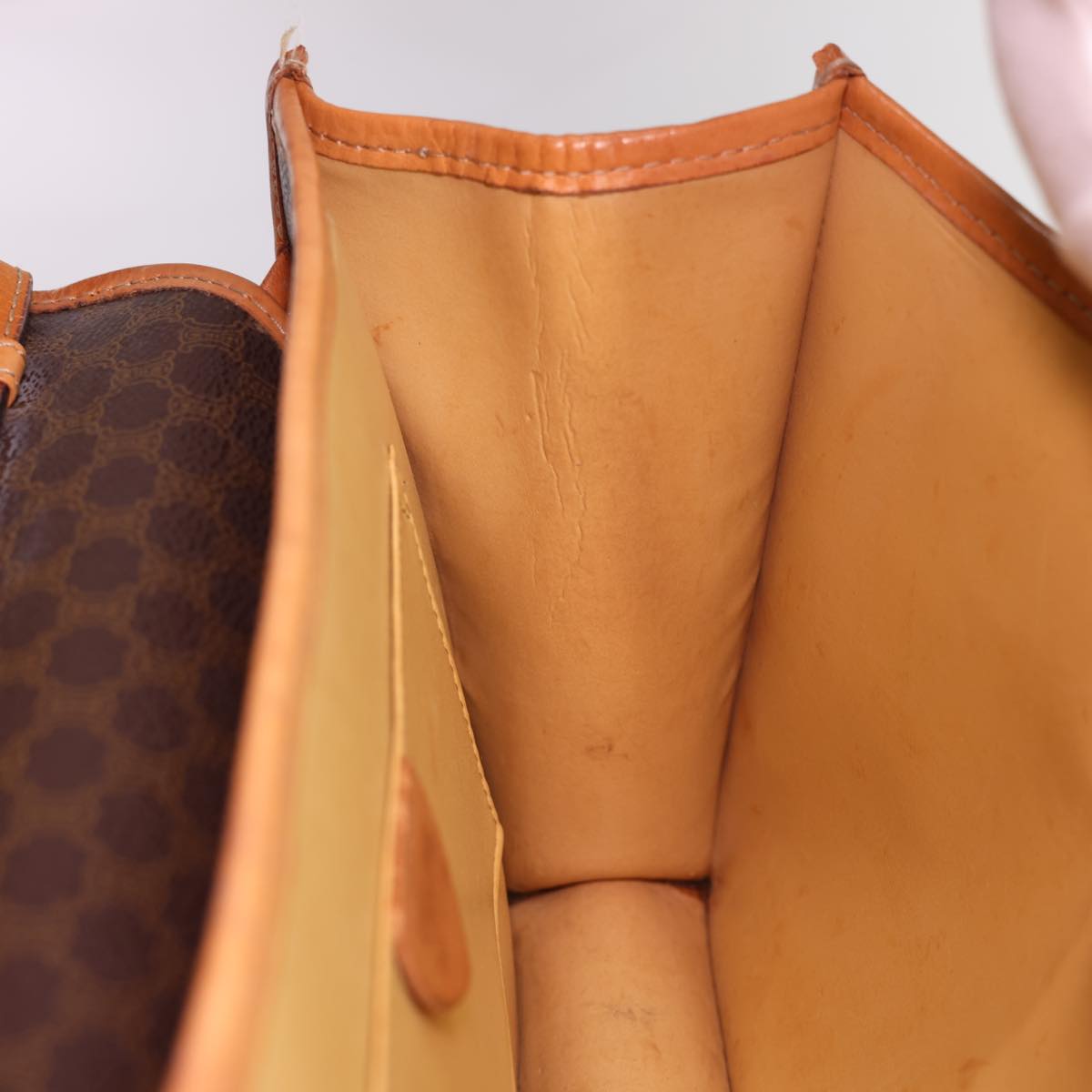 Celine Macadam Canvas Shoulder Bag PVC Leather Brown 40101