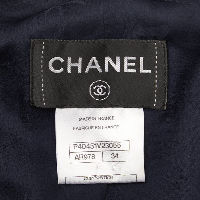 Chanel Coco Button Fresh One Earrings French Sleep Half-Sleep Size 34 P40451V23055 Navy Yolan Cotton CHANEL