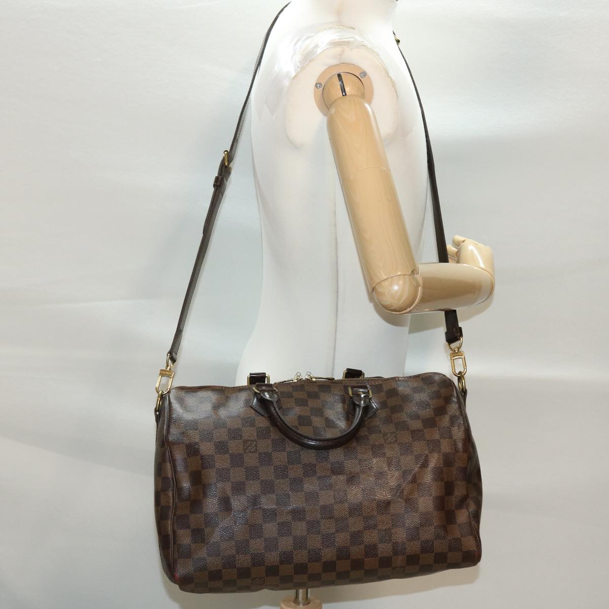 LOUIS VUITTON Damier Ebene Speedy Bandouliere 35 Hand Bag N41366 LV 40583