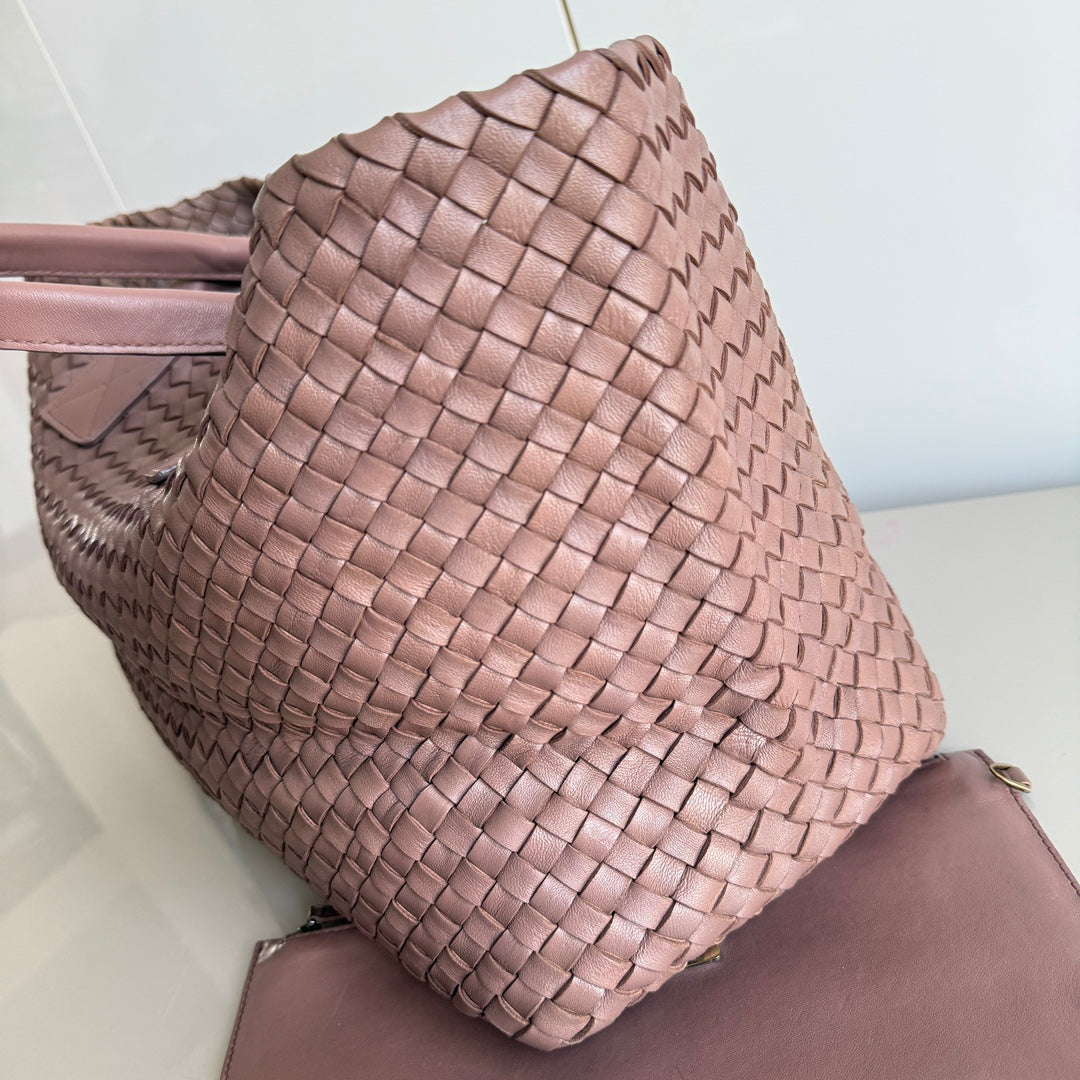Bottega Veneta Cabat Large Intreccio Leather Tote Bag Pink 42cm