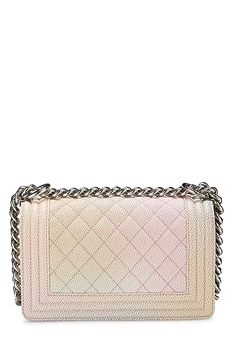 Chanel, Rainbow Quilted Caviar Boy Bag Small, Pink