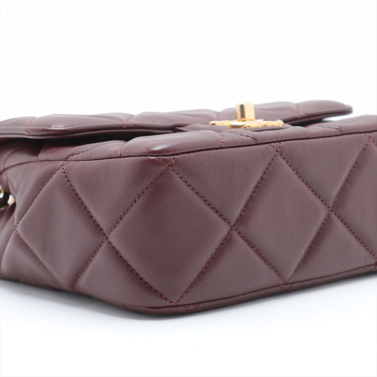 Chanel Mini Lambskin Single Chain Single Chain Bag Bordeaux Gold IC Chip