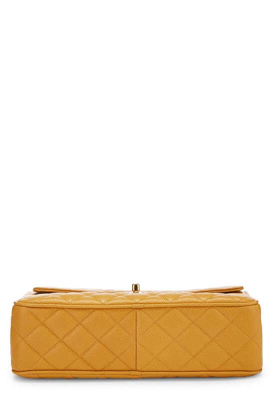 CHANEL, Yellow Quilted Caviar Pocket Camera Bag Large, Yellow