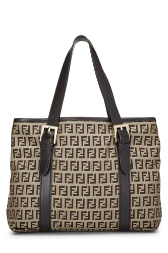 Fendi, Brown Zucchino Canvas Handbag, Brown