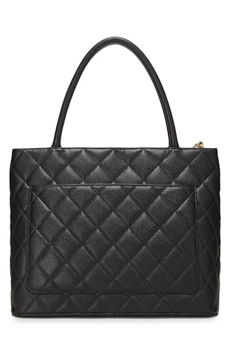 Chanel, Black Quilted Caviar Medallion Tote, Black