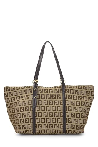 Fendi, Beige Zucchino Canvas Tote Small, Brown