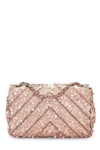 Chanel, Pink Sequin Chevron Flap Medium, Pink