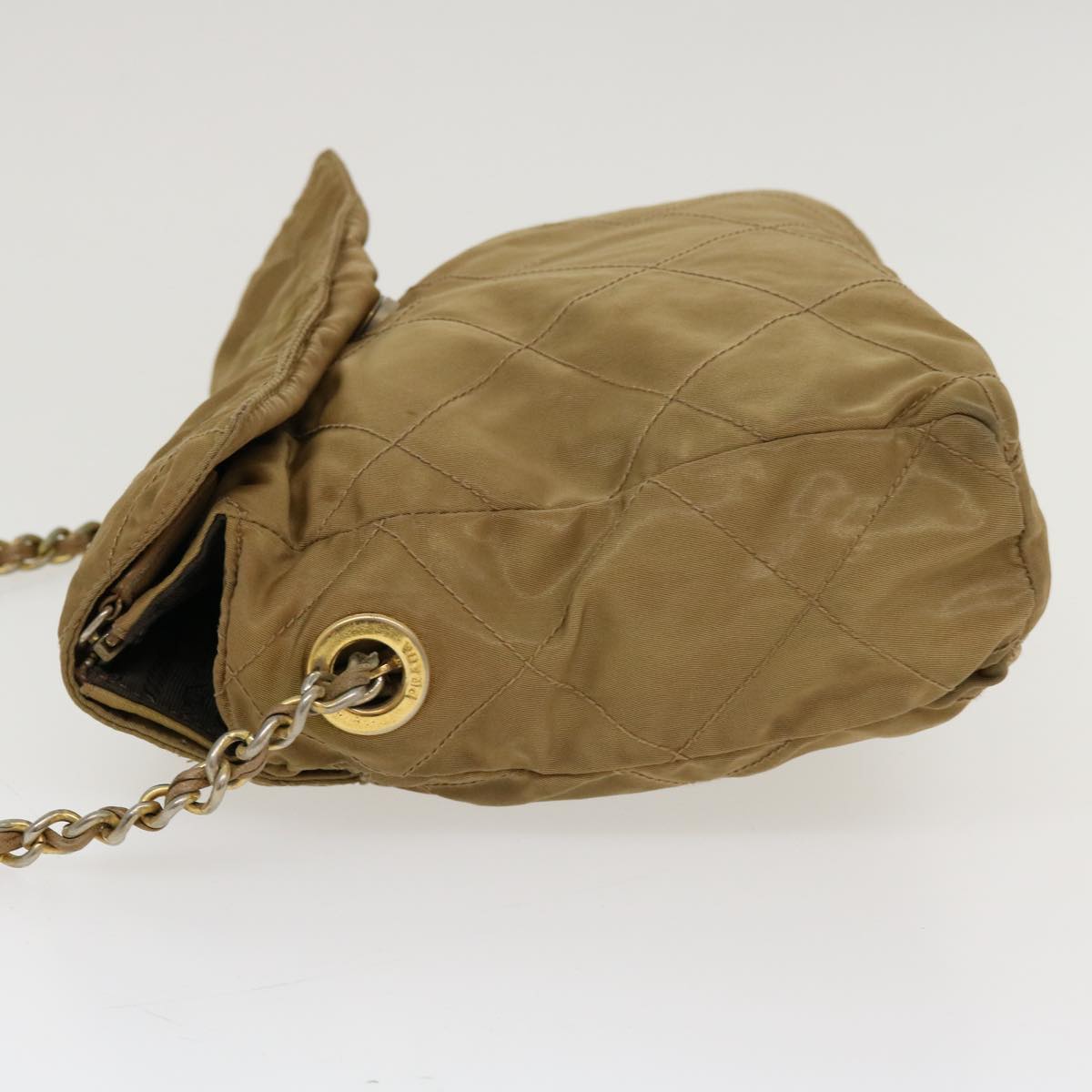 Prada Chain Shoulder Bag Nylon Khaki 42097