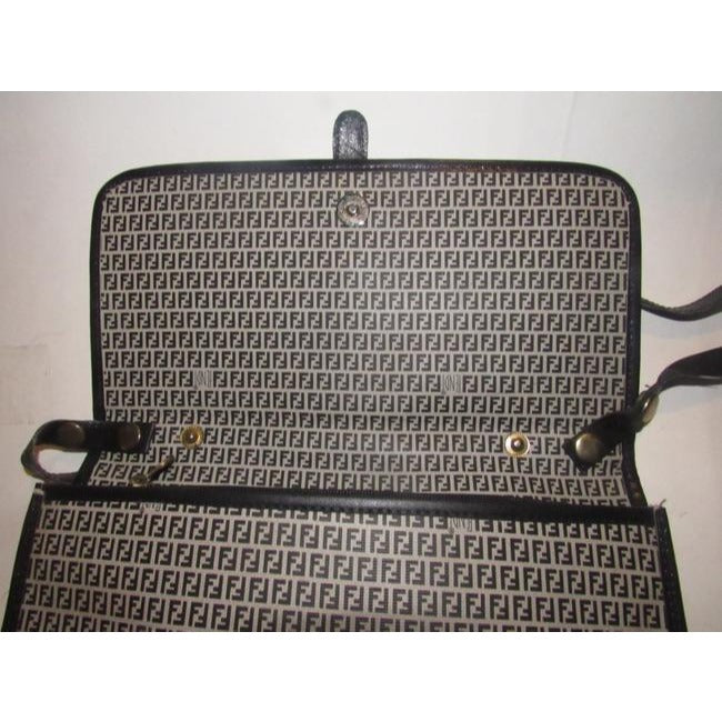 Fendi Vintage Two Way Style Pursesdesigner Purses Blue Small F Logo Print Coated Canvas And Navy Lea
