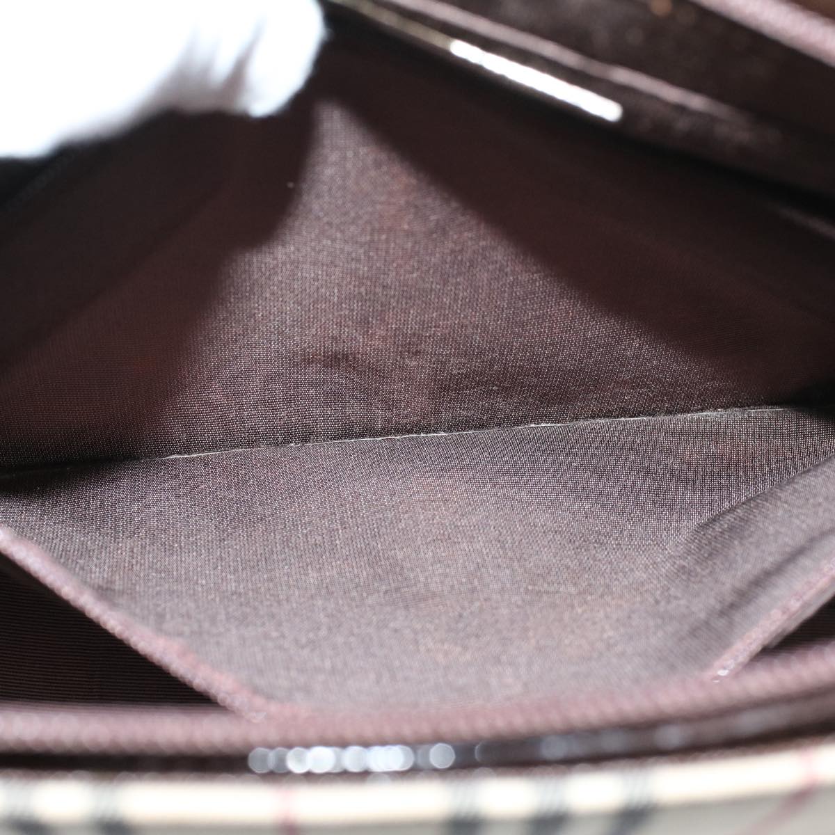 Burberry Nova Check Hand Bag Nylon Leather Beige Auth 43018