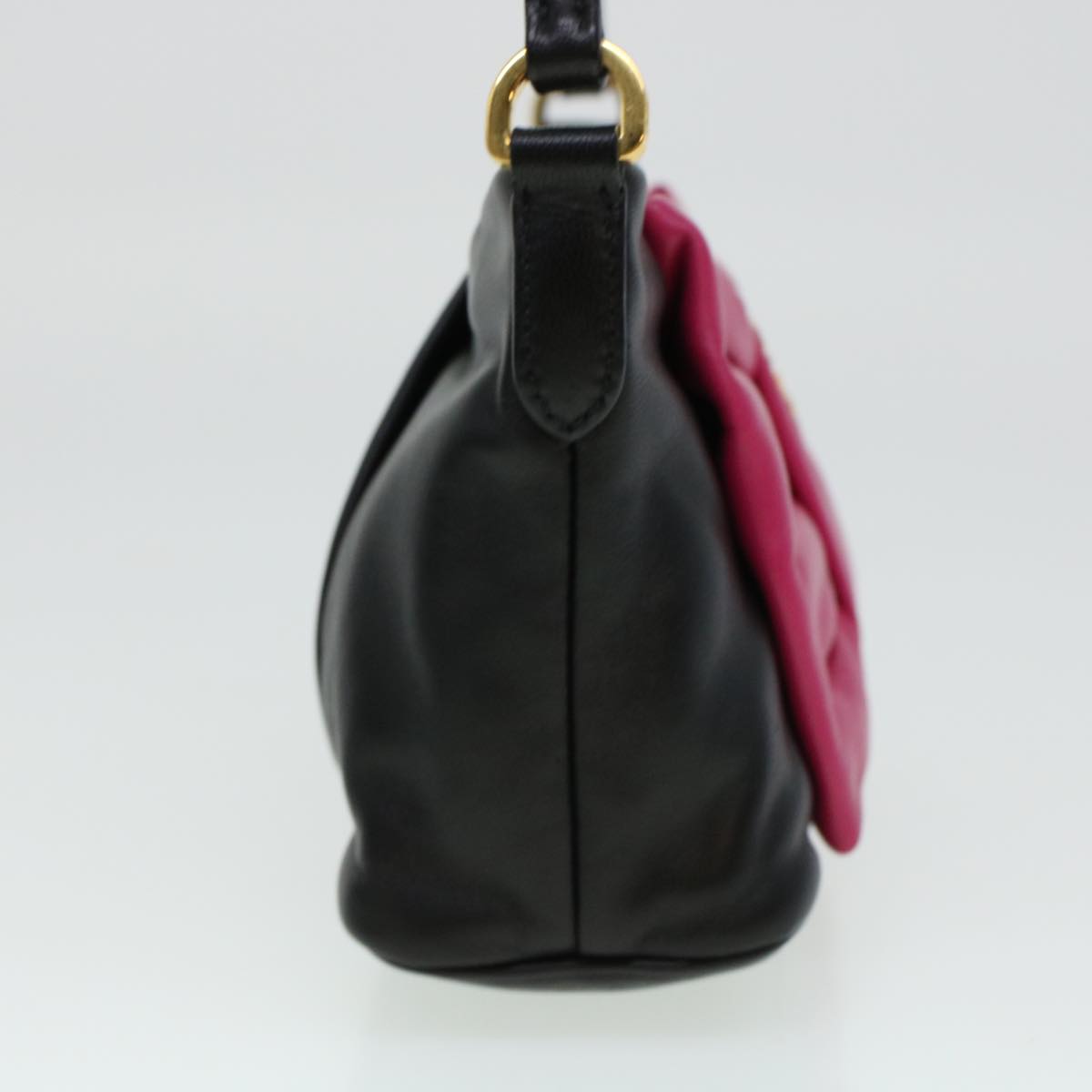Prada Ribbon Hand Bag Leather Black 43122A