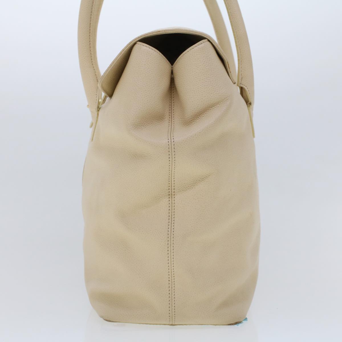 Chanel Turn Lock Flap Executive Tote Bag Caviar Skin Beige CC Auth 43325