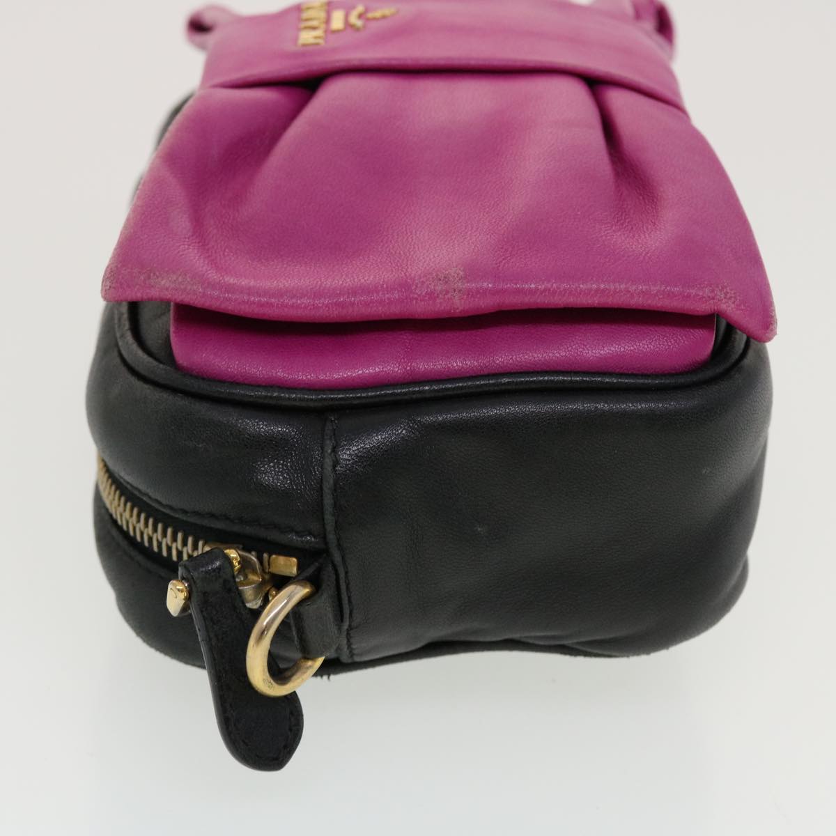 Prada Ribbon Shoulder Bag Nylon Black Pink 43707