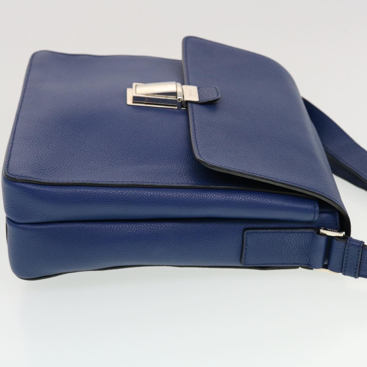 Prada Shoulder Bag Leather Blue 43758