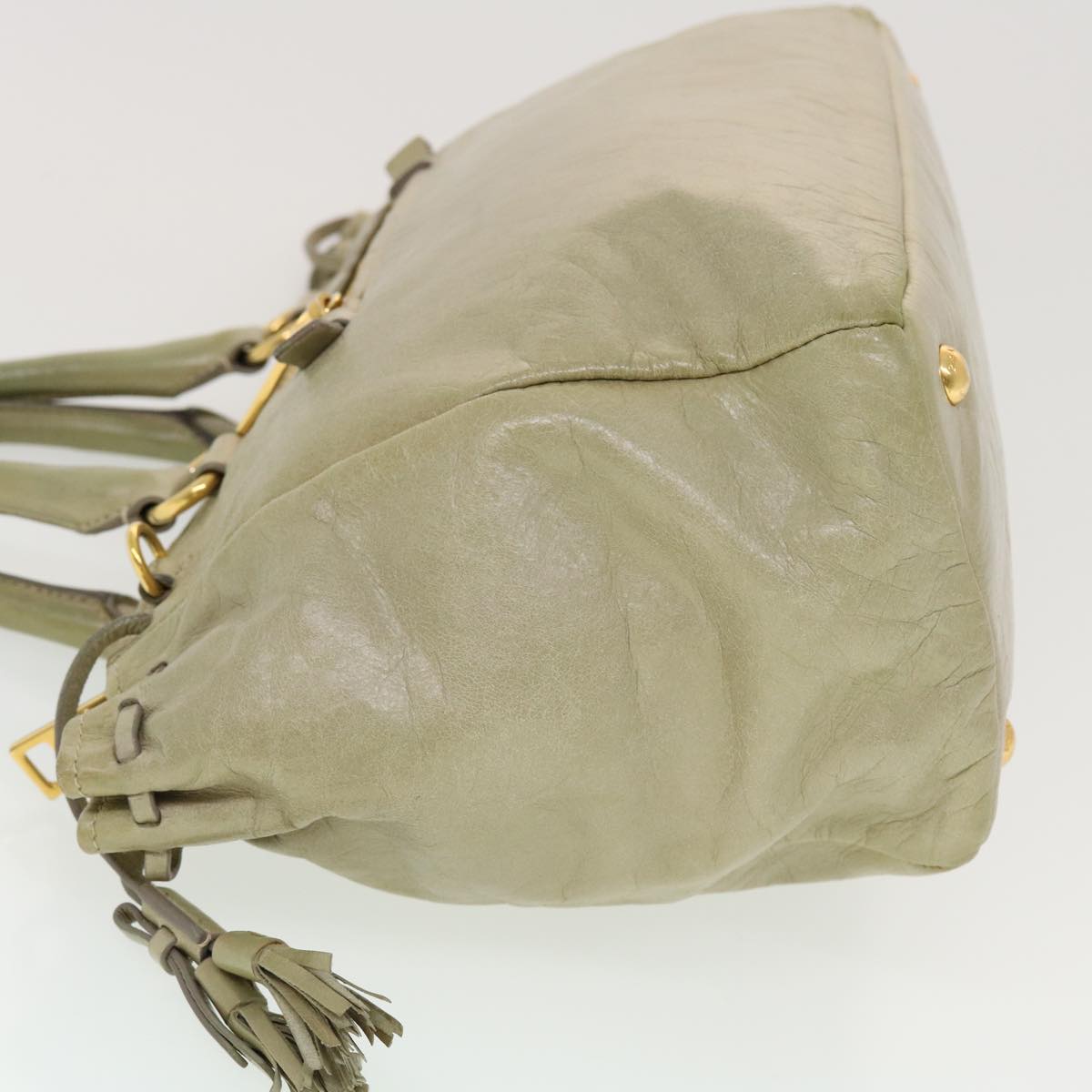 Prada Hand Bag Leather 2way Shoulder Bag Gray 43764