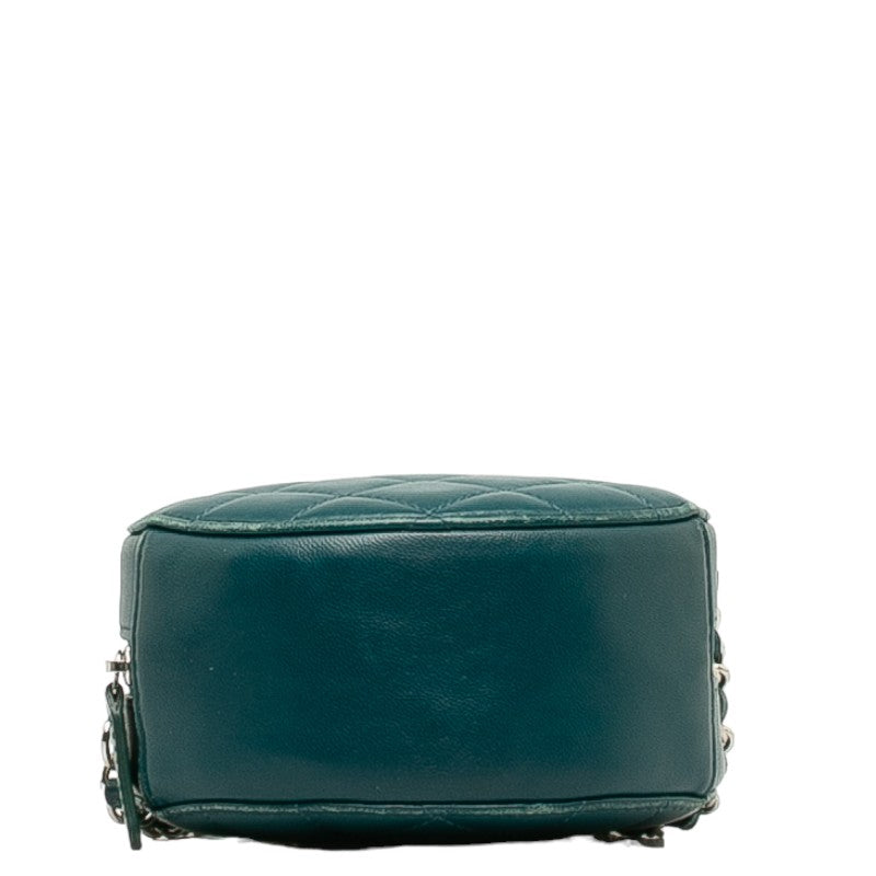 Chanel Matrases Cocomark Chain Shoulder Bag Portfolio Green Leather CHANEL