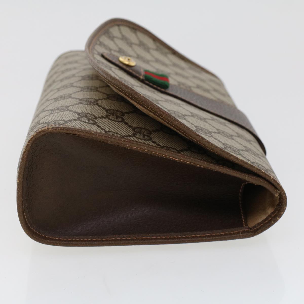 GUCCI GG Canvas Web Sherry Line Clutch Bag Beige Red Green 156.01.030 44751