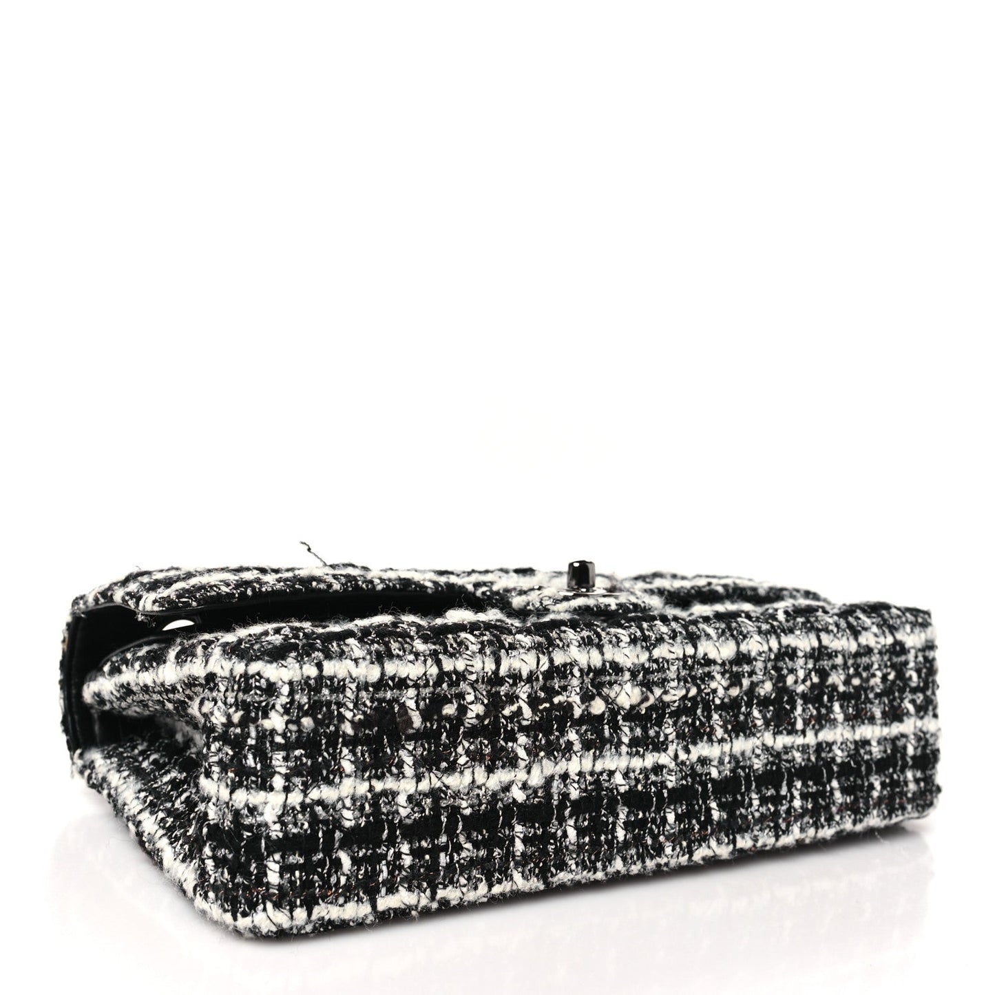 Tweed Quilted Medium Double Flap Black