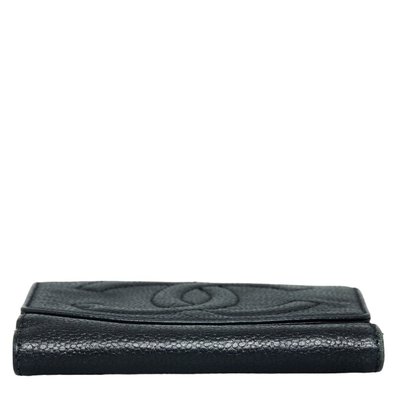 Chanel Coco Double Folded Wallet Compact Wallet Black Leather Chanel