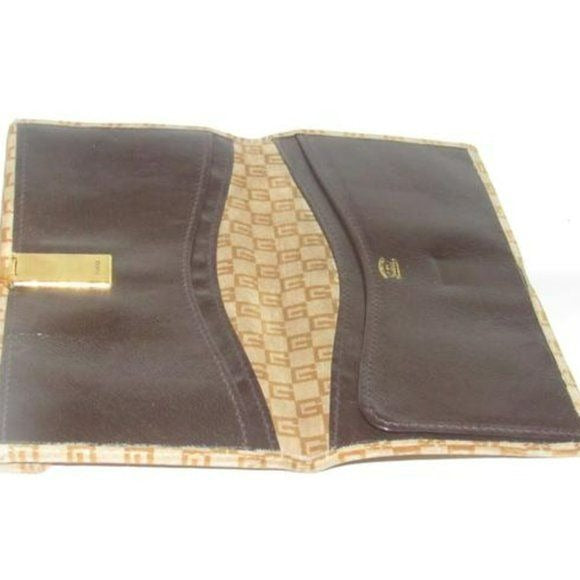 RARE Gucci Brown Square G Logo Print Suede Leather