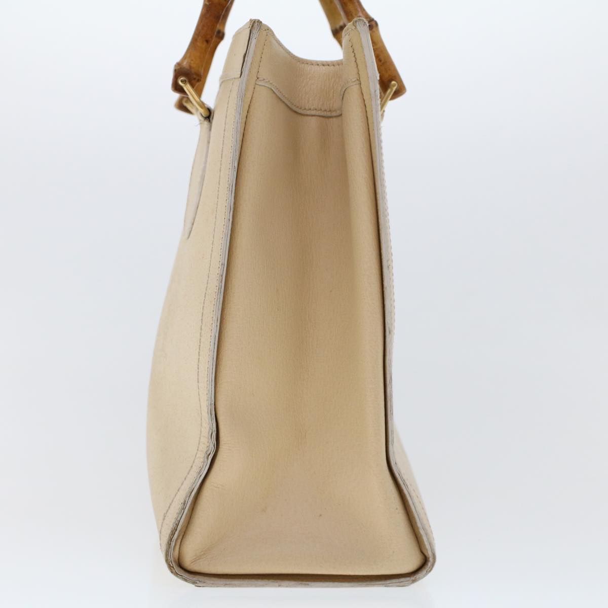 GUCCI Bamboo Hand Bag Leather Beige 45863