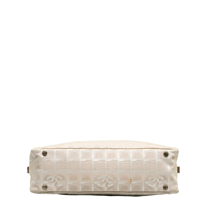 Chanel New Label Line Handbags Boston Bag Ivory Beige Canvas Leather CHANEL