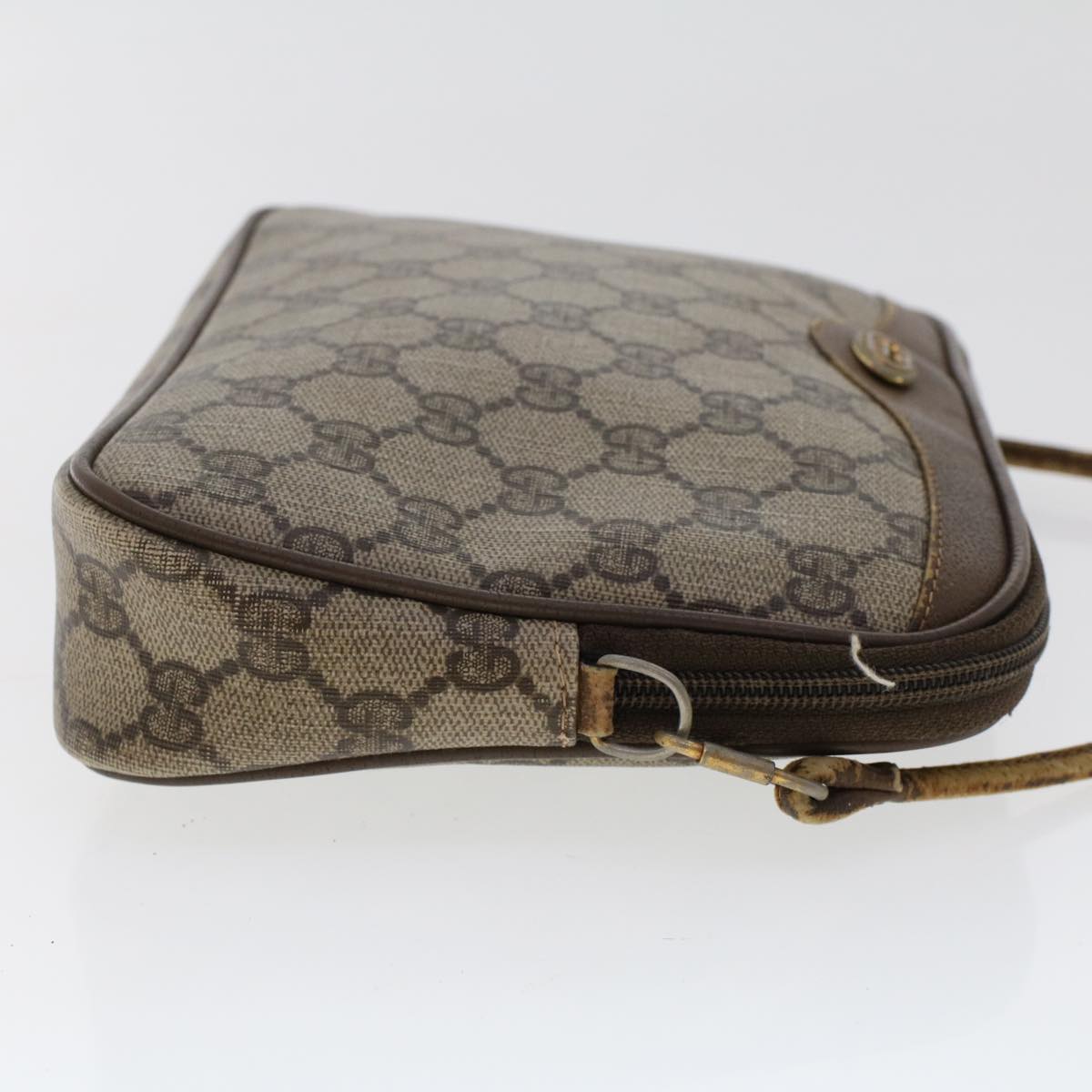 GUCCI GG Canvas Shoulder Bag PVC Leather Beige 48136