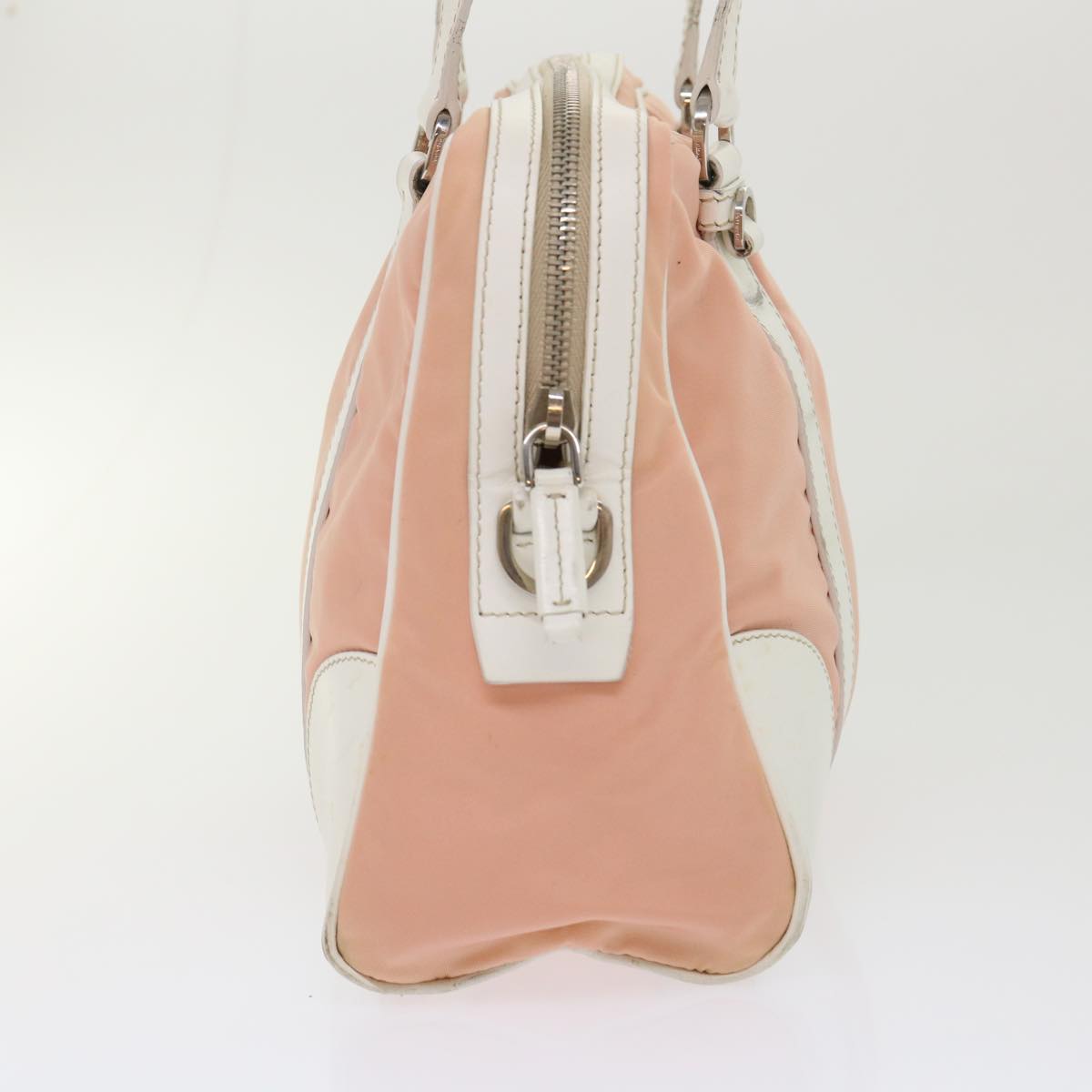 Prada Hand Bag Nylon Leather Pink 48453