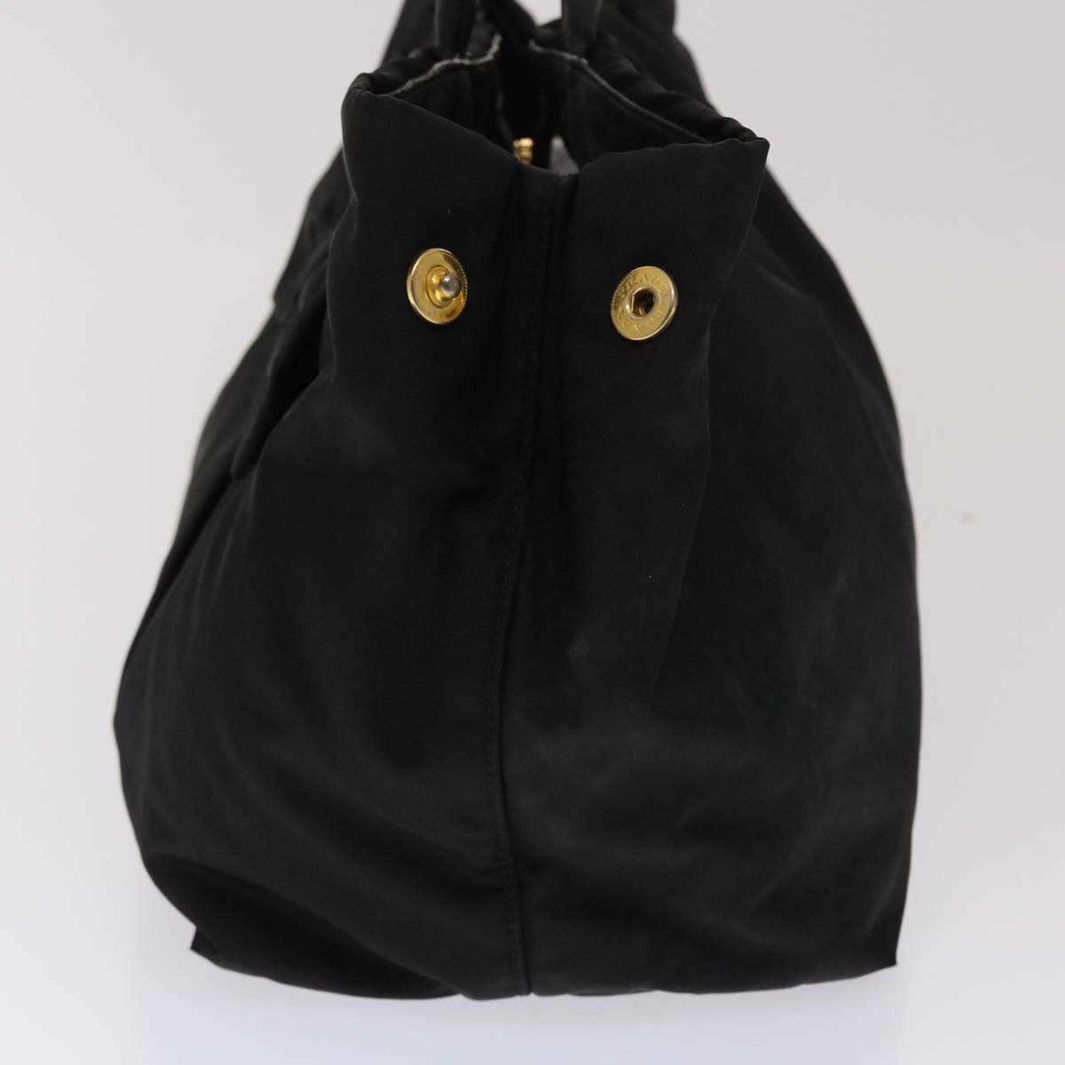 Prada Ribbon Hand Bag Nylon Leather Black 48615