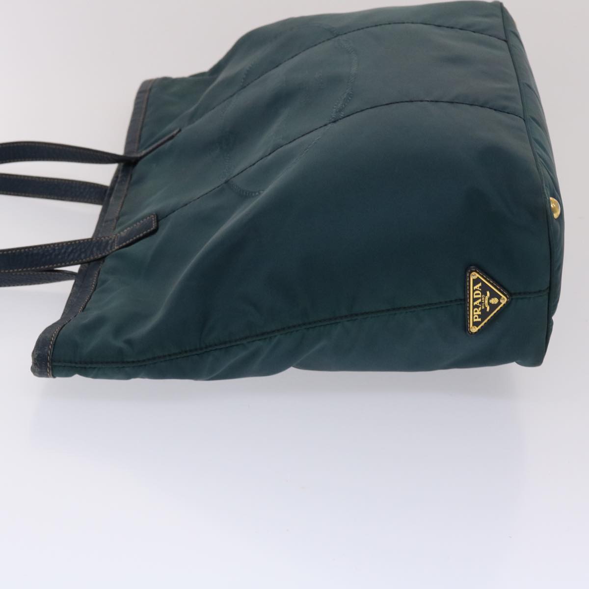 Prada Tote Bag Nylon Leather Green 49305