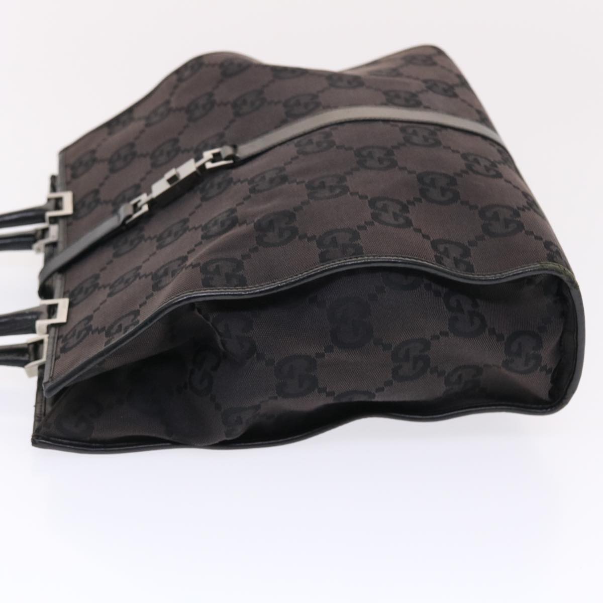 GUCCI GG Canvas Jackie Tote Bag Leather Black 00210643444 49600