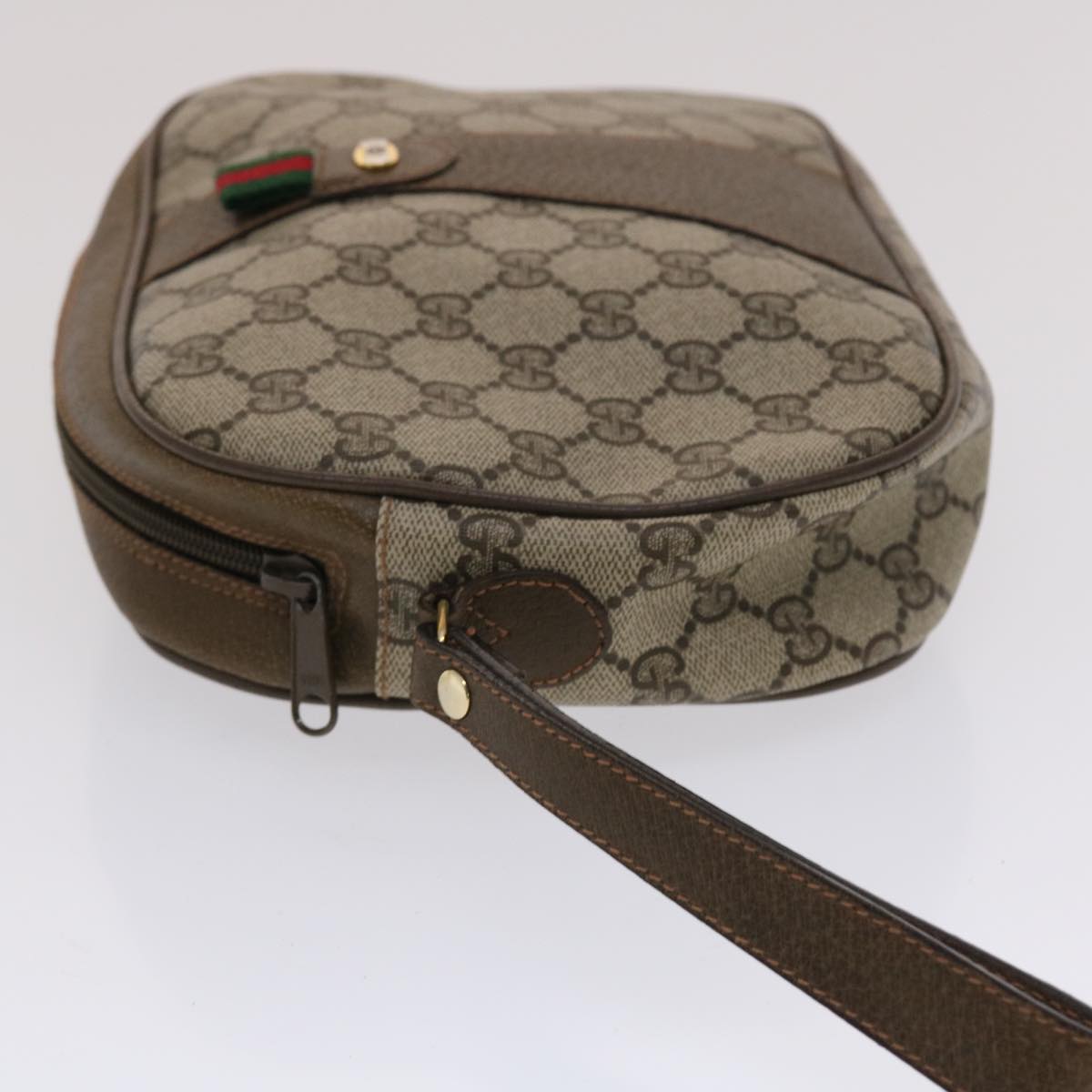 GUCCI GG Canvas Web Sherry Line Clutch Bag Beige Red Green 89 01 034 49787