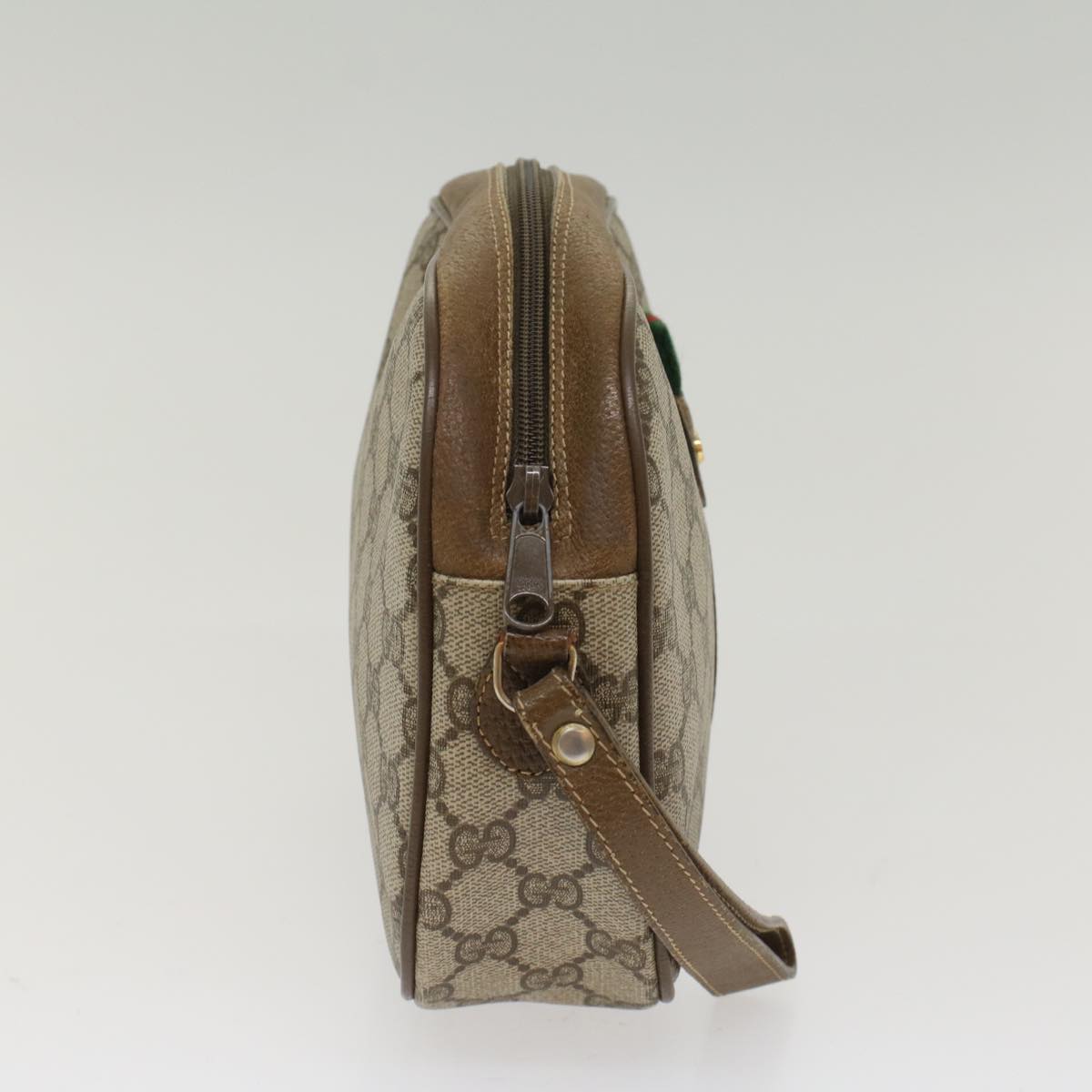 GUCCI GG Canvas Web Sherry Line Clutch Bag Beige Red 8901034 49988