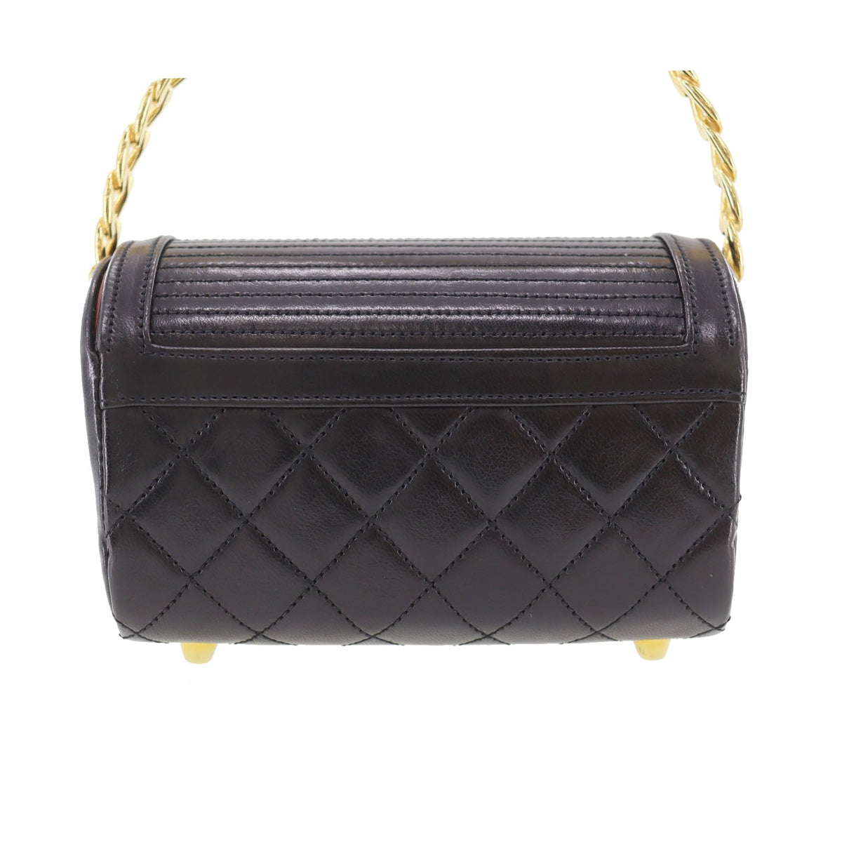 CHANEL Flap Mini Handbag Black Lambskin Leather #CY875