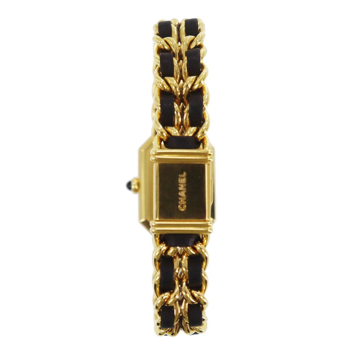 CHANEL Premiere Discontinued Wristwatches L Gold Black Quartz #CO501