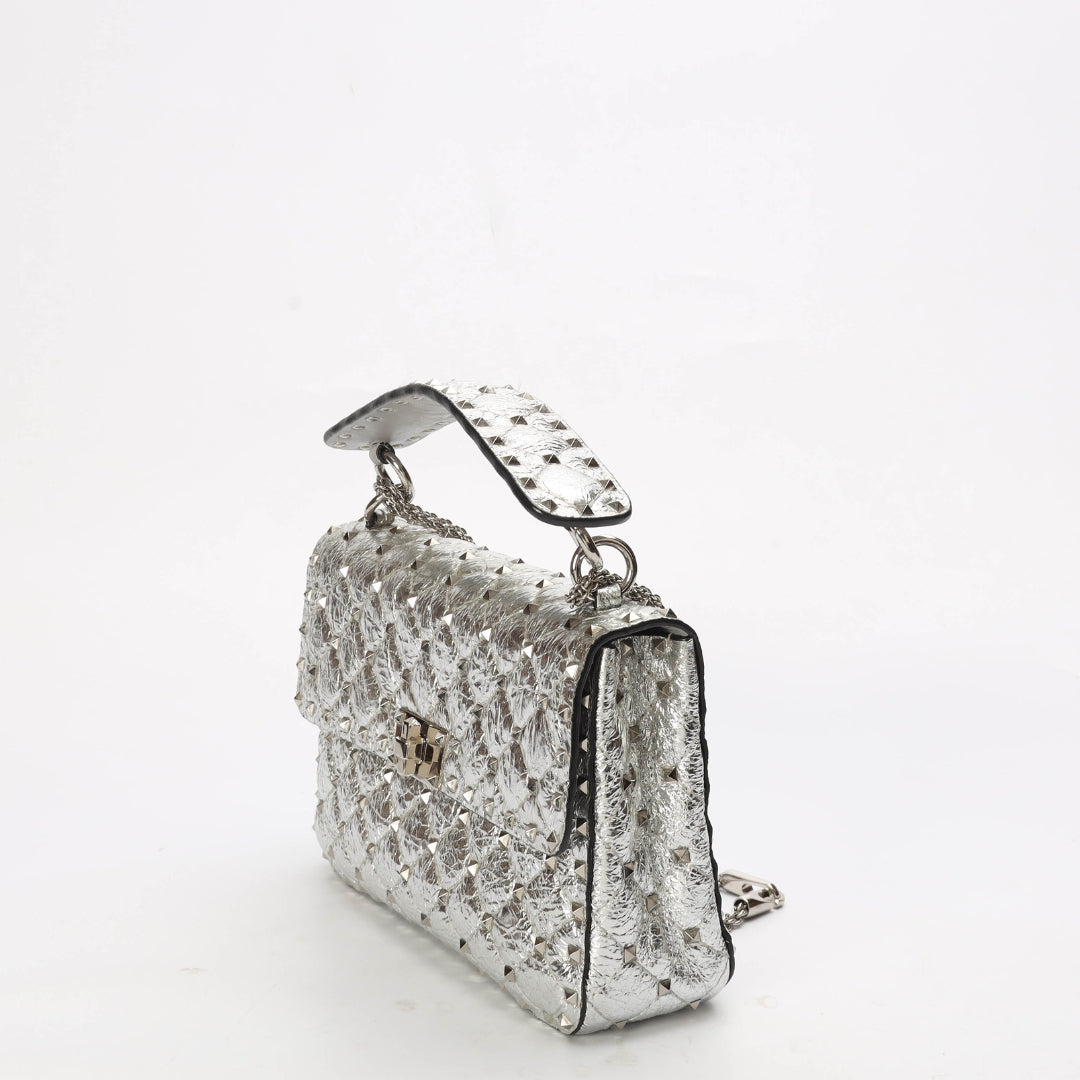 Valentino Garavani Silver Rockstud Spike Crossbody Bag