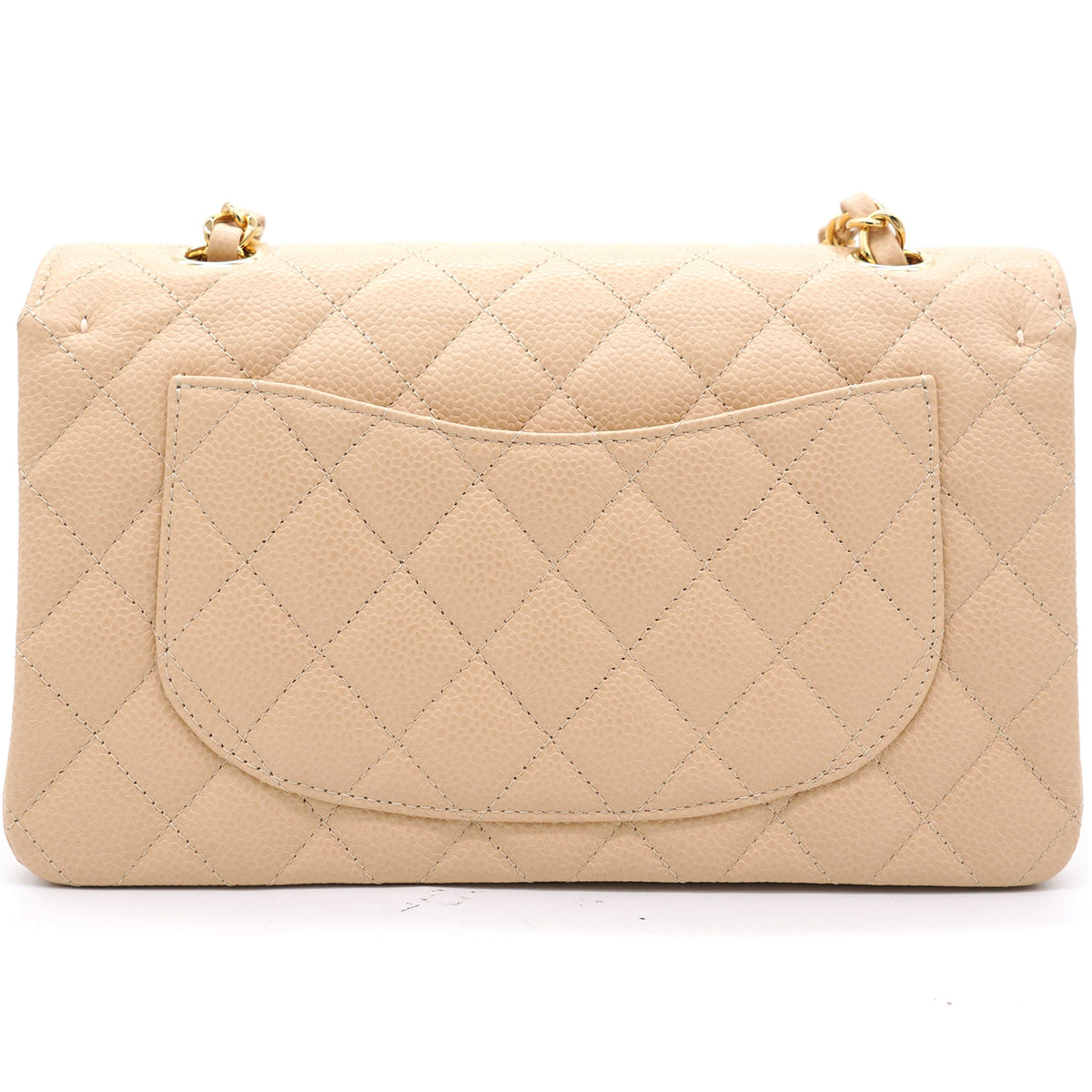 Caviar Quilted Small Double Flap Beige Clair