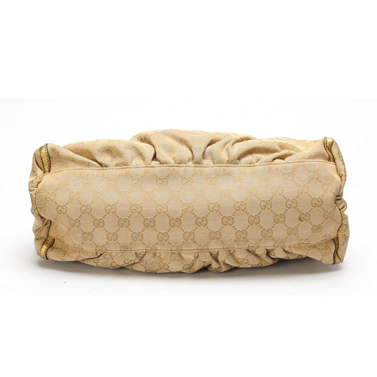 Gucci Biege/Gold GG Canvas D Ring Hobo Bag