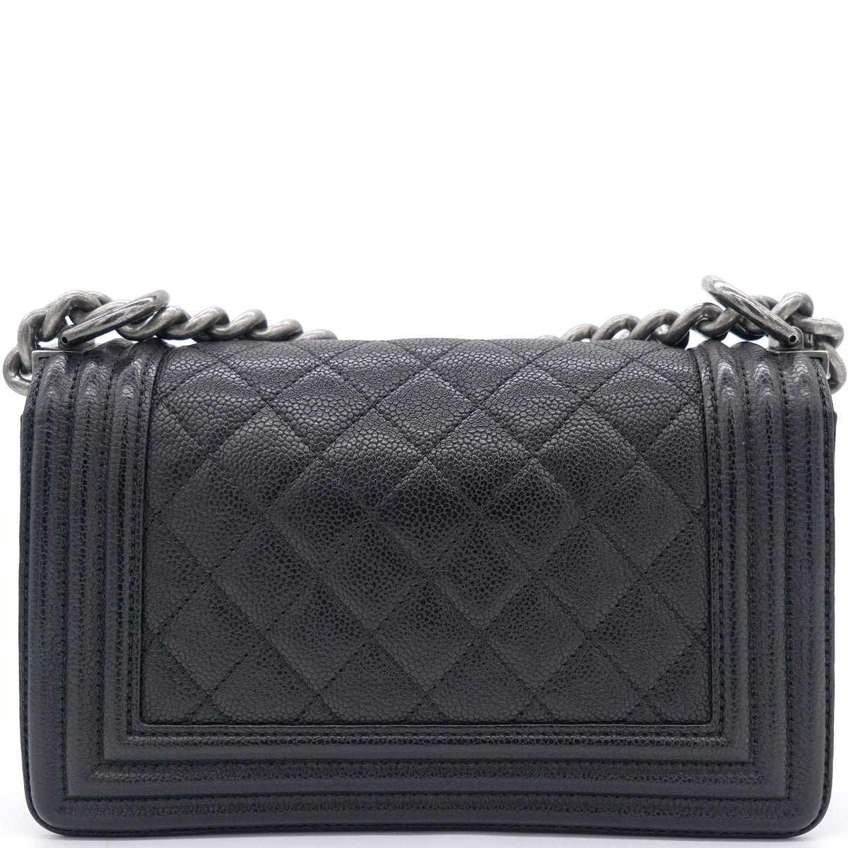 Black Quilted Caviar Leather Small Boy Flap Bag