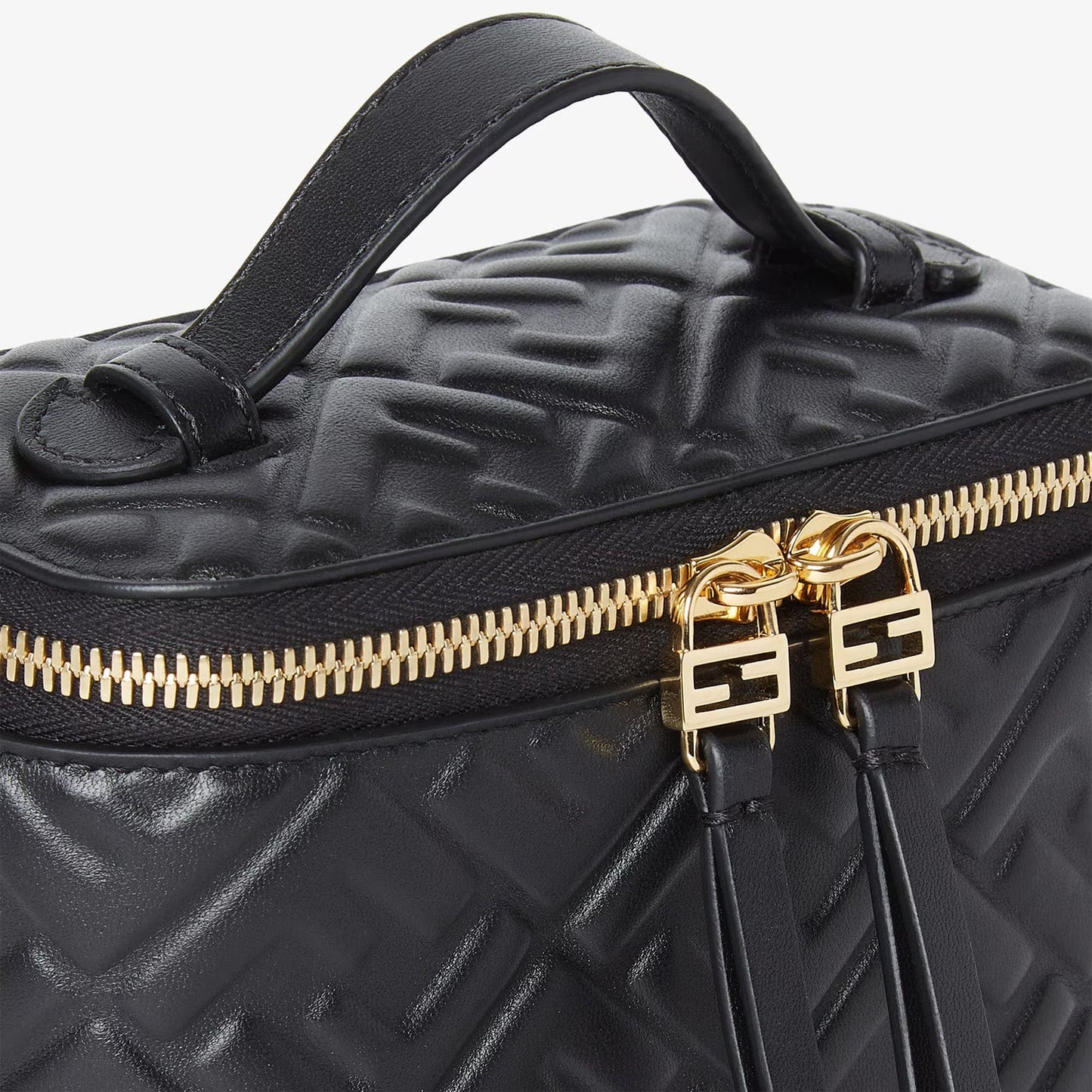Fendi Vanity Black Nappa Leather Mini-Bag With Ff Motif
