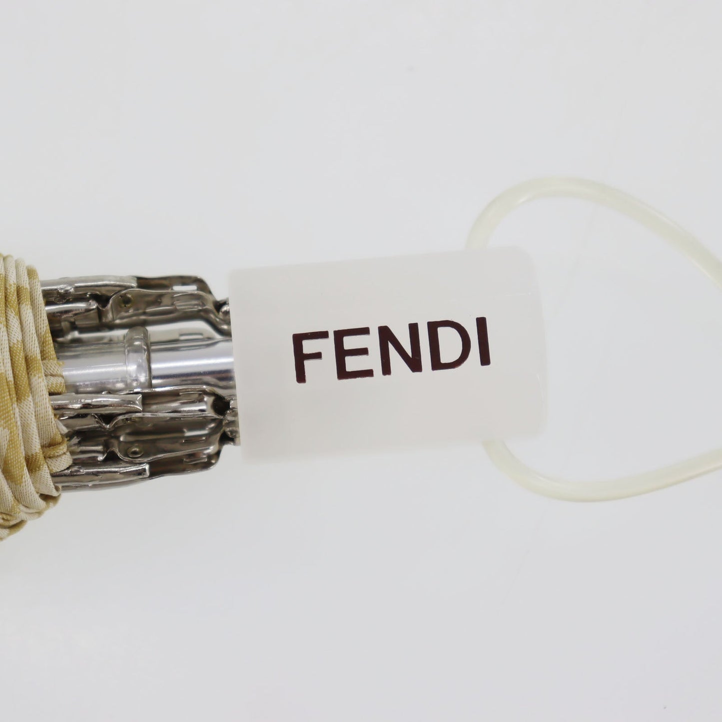 FENDI Zucca Folding Umbrella Beige Nylon Vintage #EA473