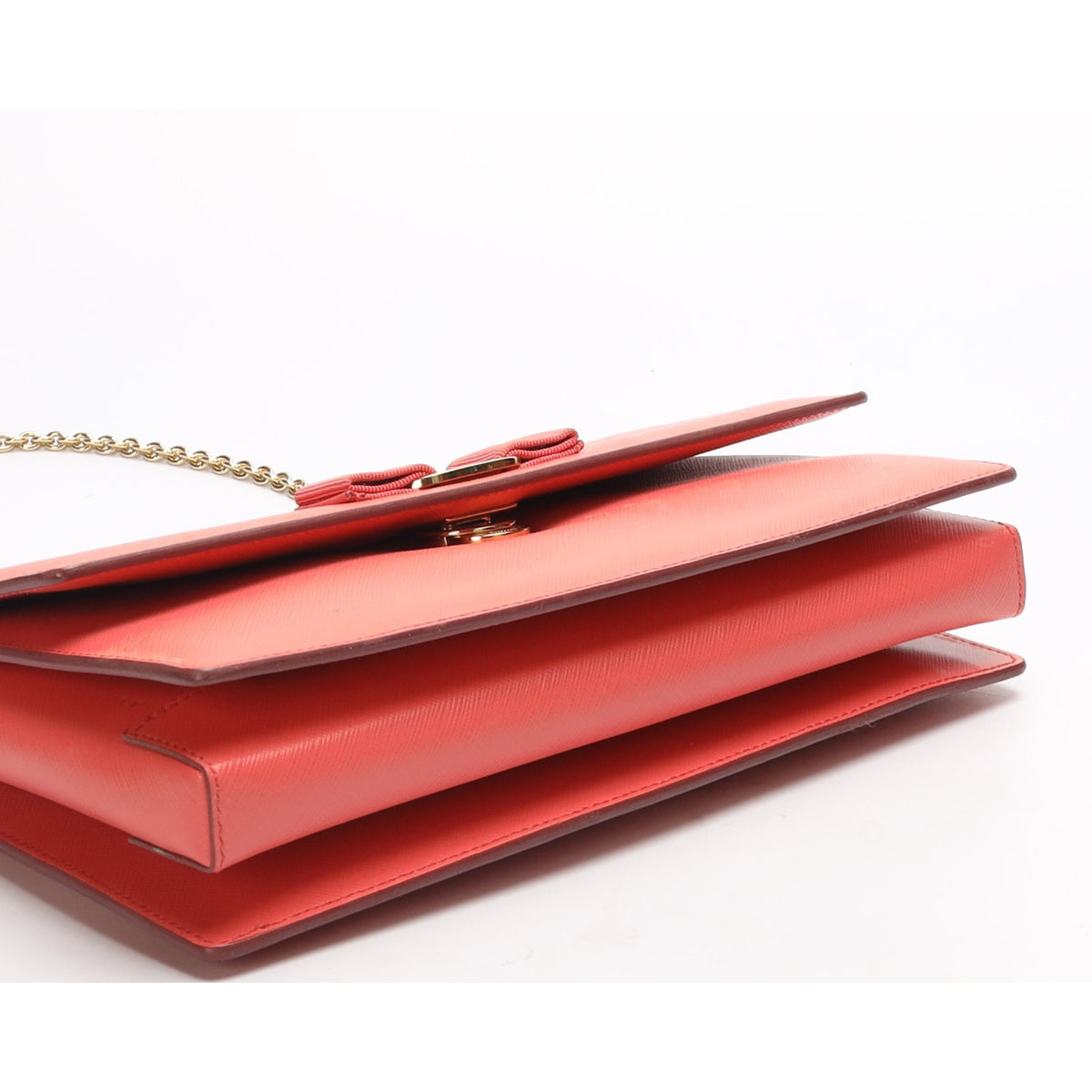 Salvatore Ferragamo Red Vara Bow Chain Sling Bag