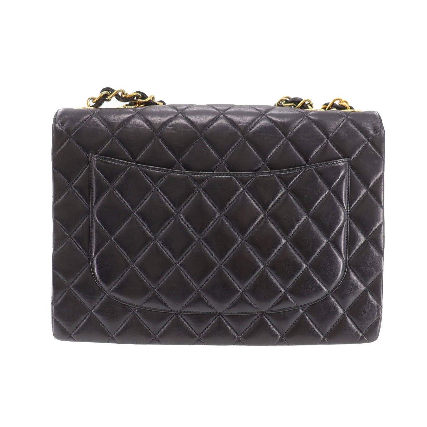 CHANEL Matelasse Shoulder Bag Black Lambskin Leather #CX813